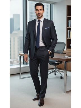 Sean John Oxford Clothes Men's Blackish gray Suit - Wool Blend, Size 42R